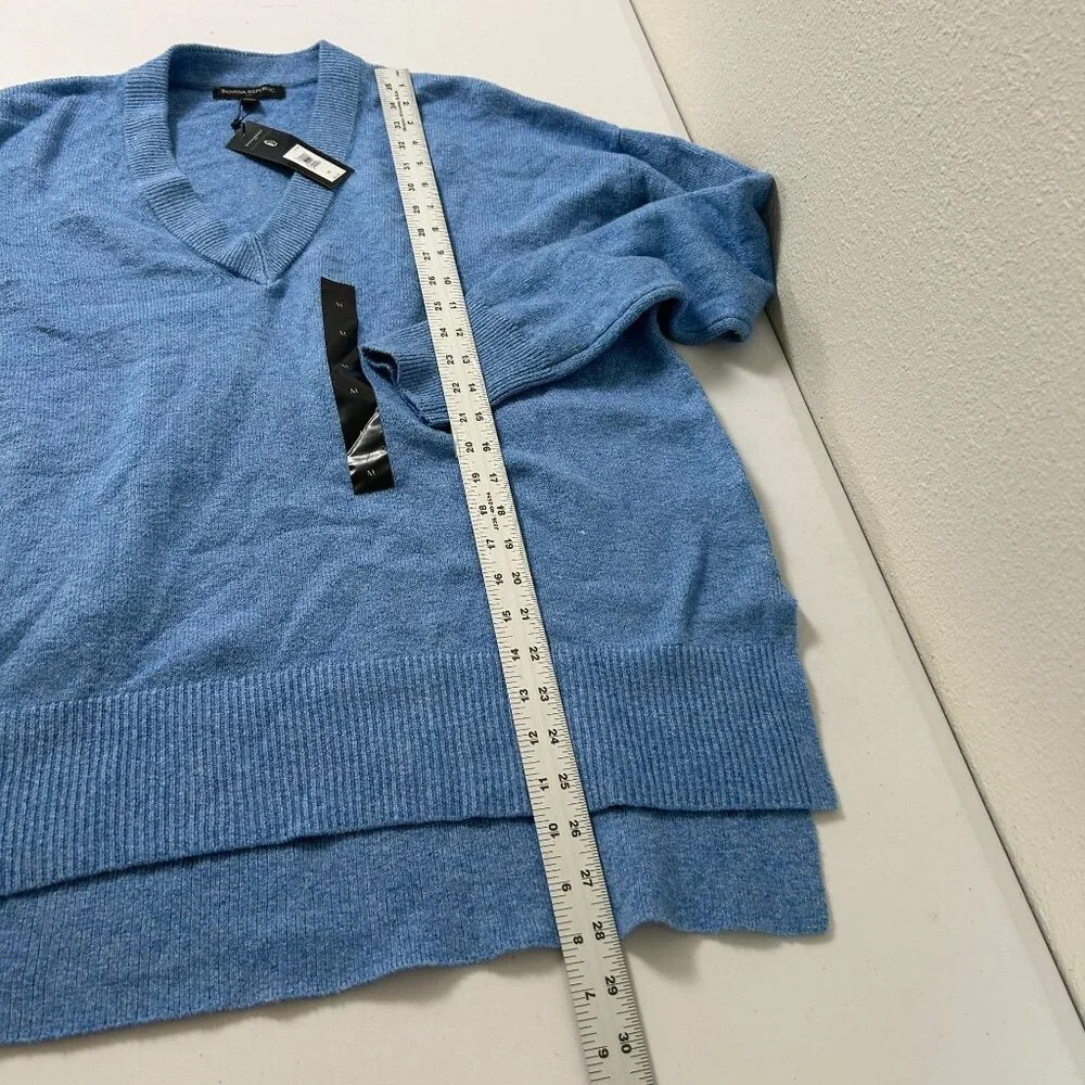 Banana Republic Sweater Mens Size M Blue V Neck‎ Hi Low Hem Pullover NWT
